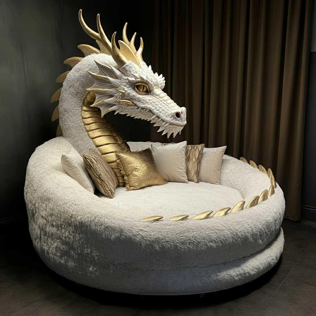 π₯ Giant Dragon Lounger β Mythical Comfort, Oversized Fantasy Seating π₯