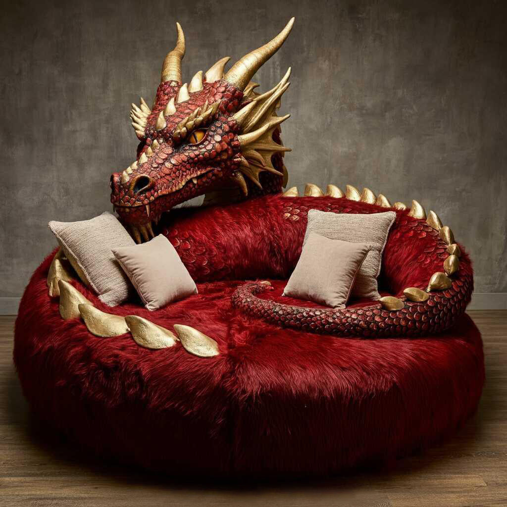 π₯ Giant Dragon Lounger β Mythical Comfort, Oversized Fantasy Seating π₯