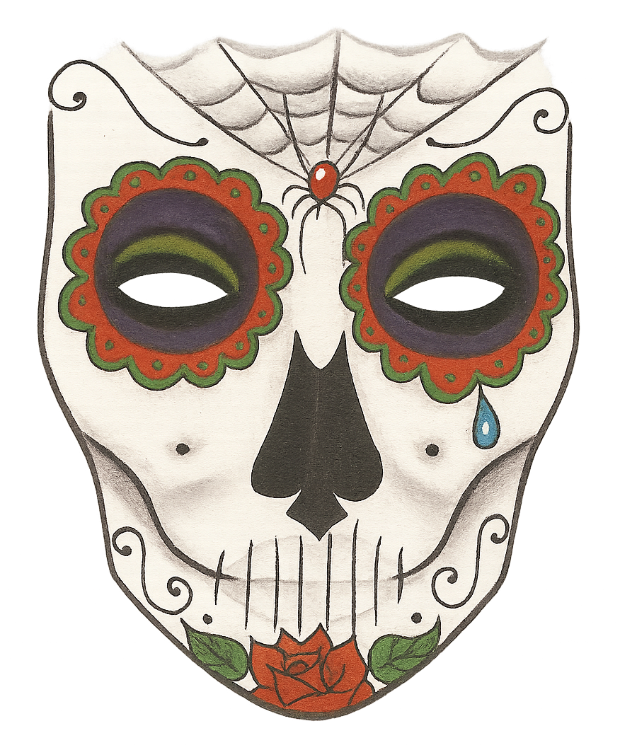 Print Your Day of the Dead Face Mask Tattoo Design for Halloween Costume, Sugar Skull Art, Instant Download, DIY Temporary Ink (Copy)