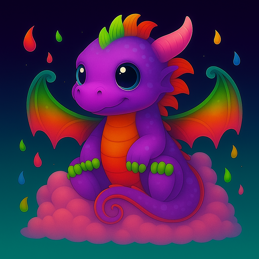 Rainbow Baby Dragon Prints – Colorful Fantasy Nursery Wall Art for Kids Room or Classroom Digital Download (Set of 4)