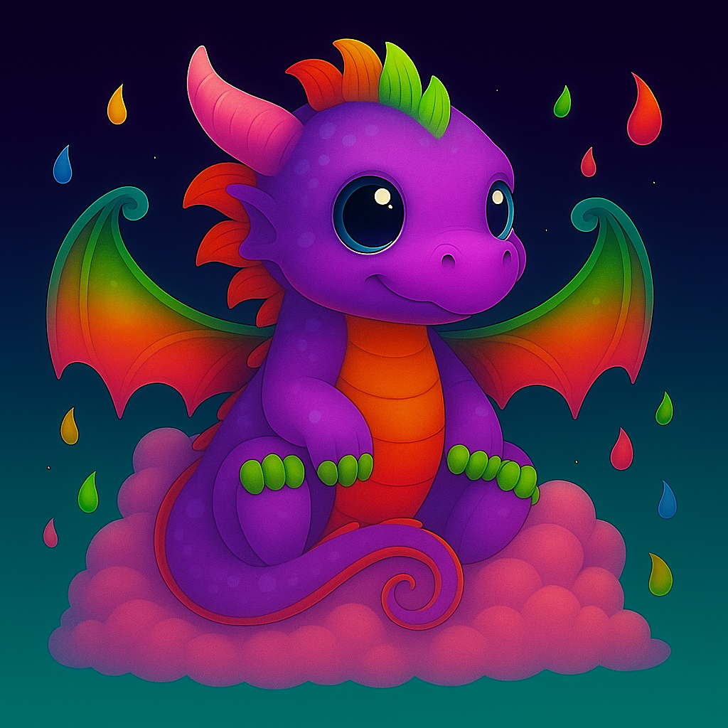Rainbow Baby Dragon Prints – Colorful Fantasy Nursery Wall Art for Kids Room or Classroom Digital Download (Set of 4)