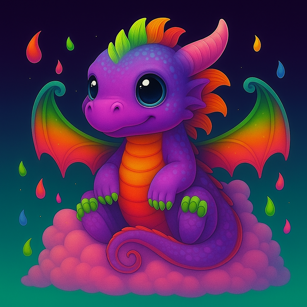 Rainbow Baby Dragon Prints – Colorful Fantasy Nursery Wall Art for Kids Room or Classroom Digital Download (Set of 4)