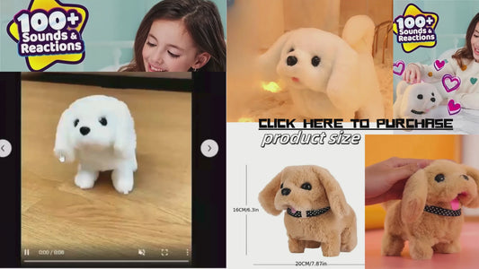 Interactive Electric Dog Toy with Sound, Battery-Operated, Wagging Tail, Fun Simulation Walking Dog Toy in Khaki/White ABS - Ideal for Christmas and Birthday Gifts, Interactive Dog Toy