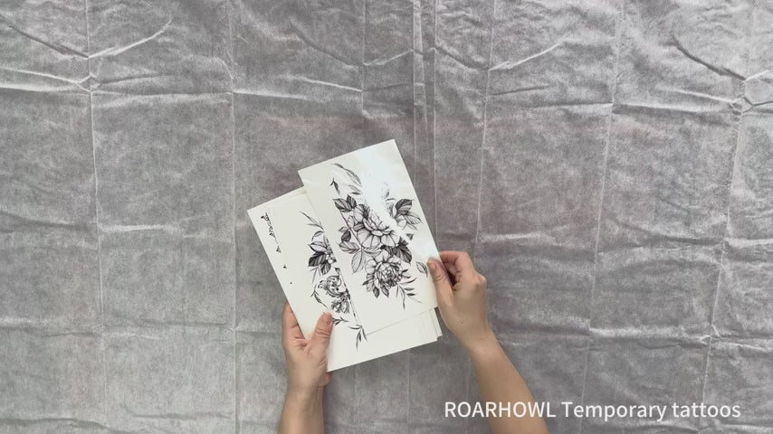 ROARHOWL sexy temporary tattoos for womensexy tattoo kit beautiful and exquisite3D realistic flowers butterflies abdomen chest waist and back apply fake tattoos for girl Design 5