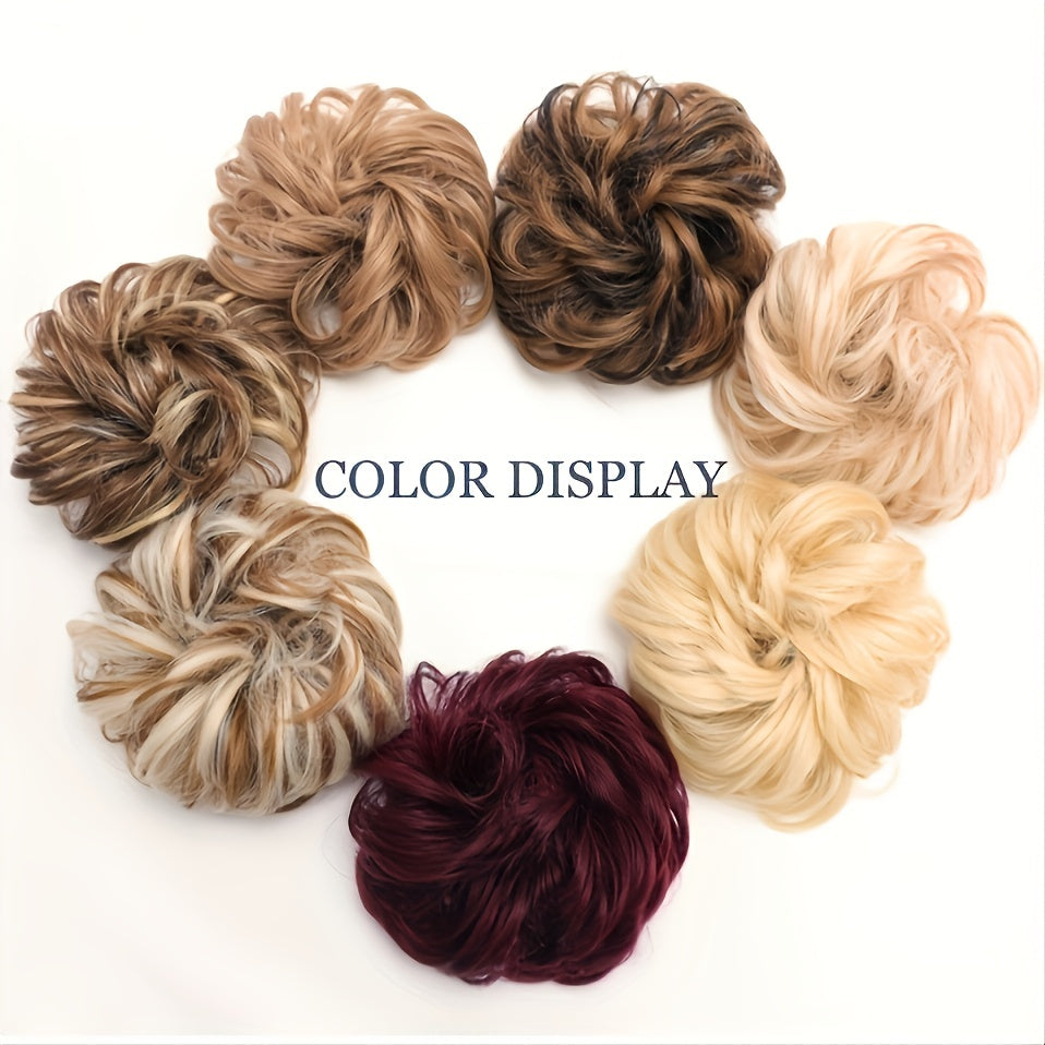 Messy Bun Hair Piece Heat Resistant Synthetic Fiber Messy Hair Bun For Women Wavy Curly Hair Bun Hair Piece With Elastic Rubber Band For DailyWeddingPartyDating Lazy Hair Accessories Pack Hair Accessories