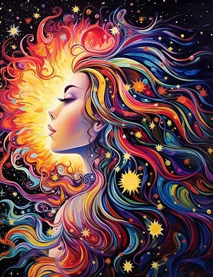 Sun Goddess Vivid Colors 300 dpi 1226x1594 px Art DIY Cards Designs Posters (POD) Print on Demand Digital File Download Sublimation Printable Digital 300 DPI Custom Art Can Be Resized