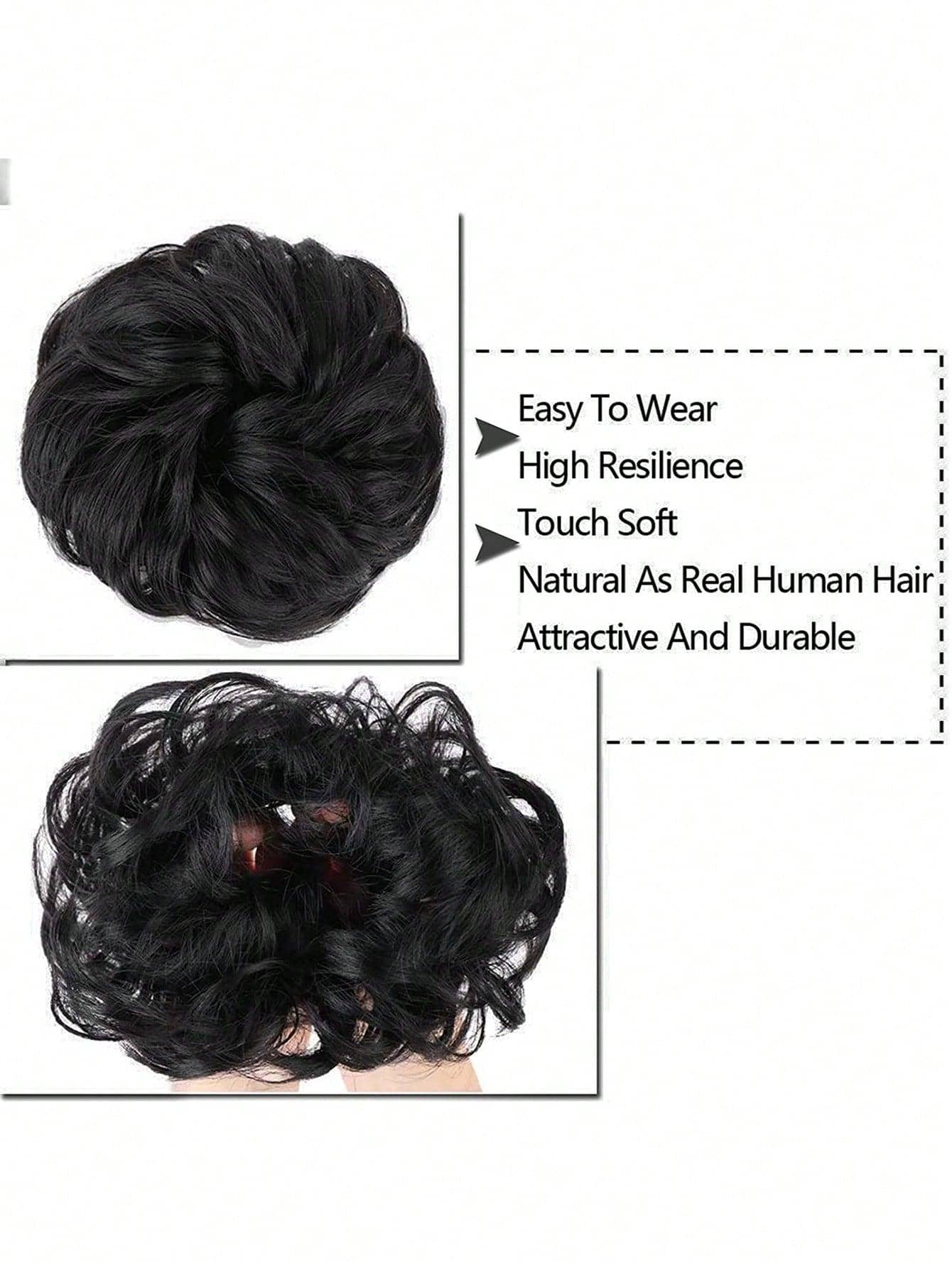 Messy Bun Hair Curls Synthetic Wavy bun ponytail Hair Extensions Thick updo Bun Women Girls 6 inch, pale grayish brown and bleached blonde