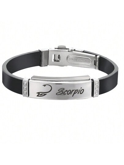 Stainless Steel & Silicone Choose Your Zodiac Sign Bracelet, Suitable For Daily Wear