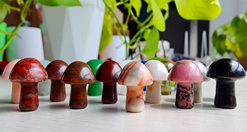 20 Pcs Crystal Mushrooms Sculpture, Bulk Stones Carved Mushroom Stuff for Decor, Meditation, Healing, Witchcraft, Quartz Crafts Decoration for Garden, Lawn, Flower Pot, Fish Tank