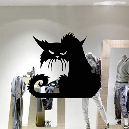 Black Cat Wall Sticker, 15 x 17inches DIY Halloween Removable Decal for Door Window Room Pary Decoration