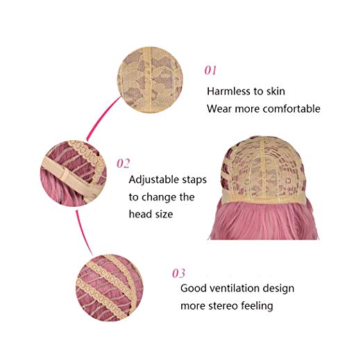 Black to Pink Ombre Synthetic Middle Parting 24 Inch Long