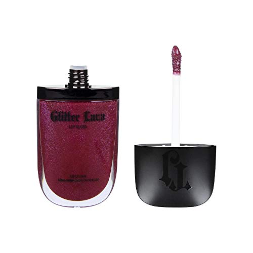 TATTOO JUNKEE Kiss & Tell Glitter Lava, Dark Cherry Non-Sticky Lip Gloss with Ultra-Fine Shimmer Effects, Layer Over Lipstick or Wear Alone, 0.33 Fl Oz