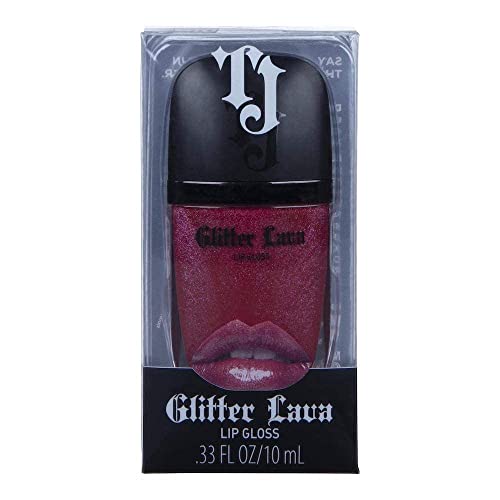 TATTOO JUNKEE Kiss & Tell Glitter Lava, Dark Cherry Non-Sticky Lip Gloss with Ultra-Fine Shimmer Effects, Layer Over Lipstick or Wear Alone, 0.33 Fl Oz
