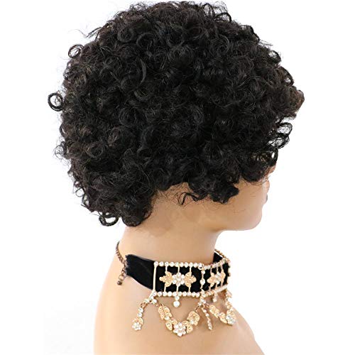 NATURAL BLACK BRAZILIAN VIRGIN HAIR PIXIE CUT MACHINE MADE WIG