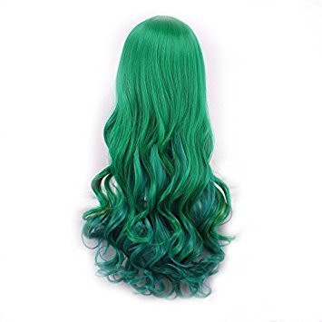 Green Long Curly Hair Heat Resistant Fiber Wig
