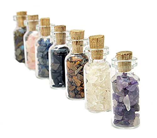 Crystals and Healing Stones.7 Chakra Complete Healing Kit for Energy.Crystal Meditation Spiritual Gifts for Beginners. All 7 Chakra Wands with Tumbled Stones and Crystal Chip Bottle Set of 21