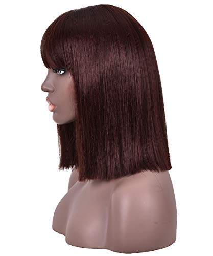 Black Cherry Cola Short Straight Bob with Air Bangs