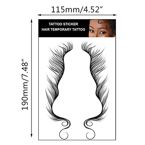 Temporary Baby Hair Tattoo Stickers, 6 Styles Waterproof Tattos Edge Tattoo with Bangs Edges Curly Hair Salon DIY Hairstyling Hair Stickers Template Makeup Tool for Women Girls