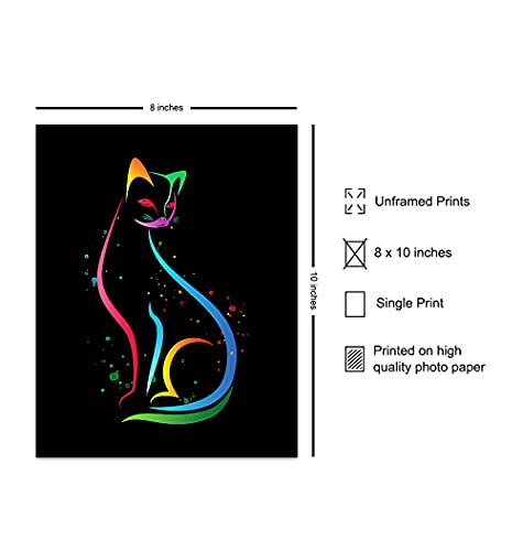 Mid Century Modern Cat Decor - Abstract Minimalist Wall Art - Line Art - Cute Cat Lover Gifts for Women - Aesthetic Room Decor Poster - Minimalistic Minimal Wall Art - Kitty Cat Decorations - Black