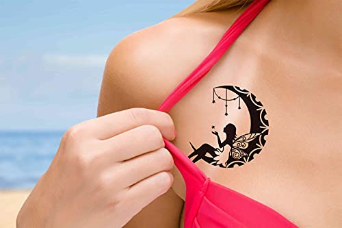 6 sheets Temporary Tattoos Fairy Moon Fake Tattoos for Women Girls