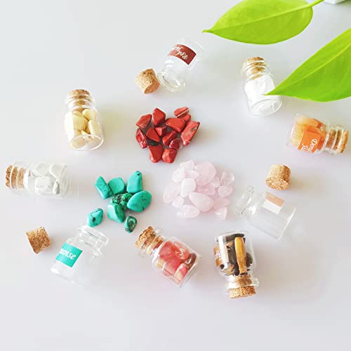 42 Pack Mini Crystals for Witchcraft, Crystal Chips Spell Jars Set, Tumbled Stones for Chakra Healing, Witch Stuff Gift for Beginners