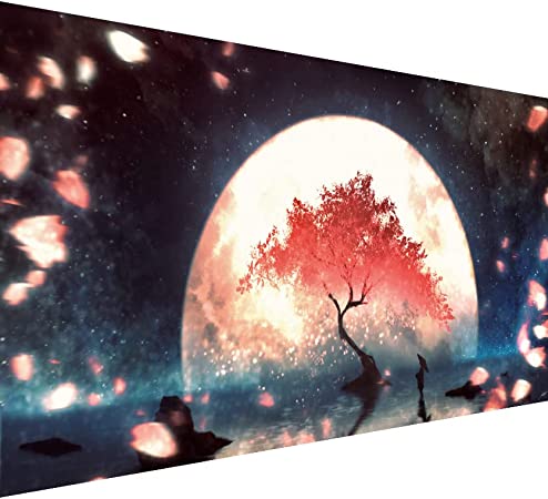 5D Lake Diamond Painting , Diamond Painting Moon Kits for Adults,DIY Full Drill Crystal Rhinestone Arts and Crafts, Gem Art Paints with Diamond Home Wall Decor 27.5 X 15.7inch