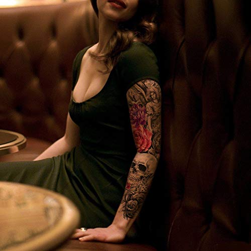 Full Arm Tattoo Sleeves, Temporary Sleeve Tattoos Fake Body Art Arm Tattoo for Men Women, 6-Sheet