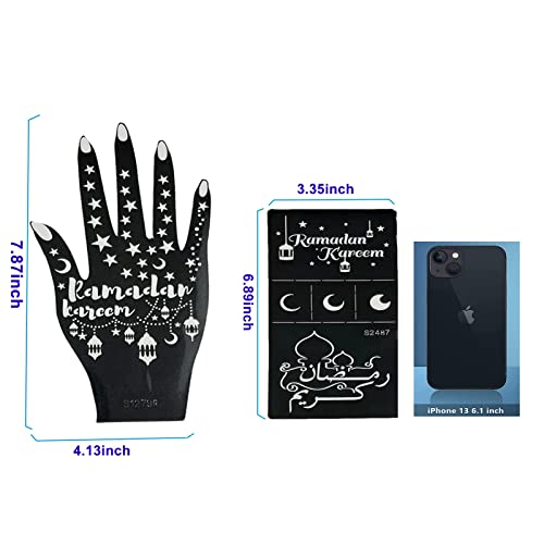 10 Sheets Henna Tattoo Stencils, Temporary Tattoo Stickers, Reusable Self-Adhesive Tattoo Templates with Moon Castle Pattern for Women and Girls Body Art Makeup Party Decoration