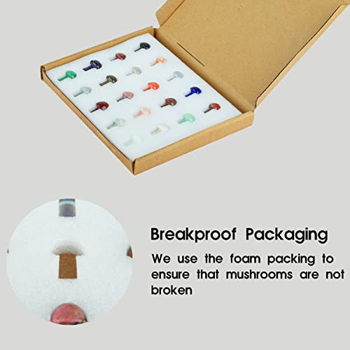 20 Pcs Crystal Mushrooms Sculpture, Bulk Stones Carved Mushroom Stuff for Decor, Meditation, Healing, Witchcraft, Quartz Crafts Decoration for Garden, Lawn, Flower Pot, Fish Tank