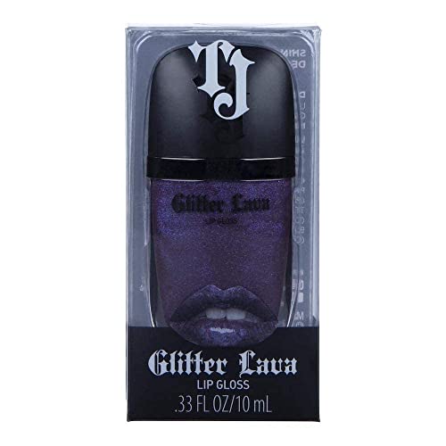 TATTOO JUNKEE Side Hustle Glitter Lava, Deep Purple Non-Sticky Lip Gloss with Ultra-Fine Shimmer Effects, Layer Over Lipstick or Wear Alone, 0.33 Fl Oz