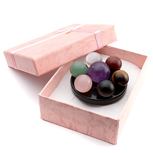 Jovivi Seven Star Group Natural Amethyst Chakra Crystal Sphere Ball