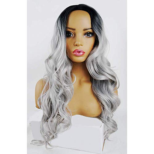 Ombre Gray Straight Middle Parting 28 "Wig