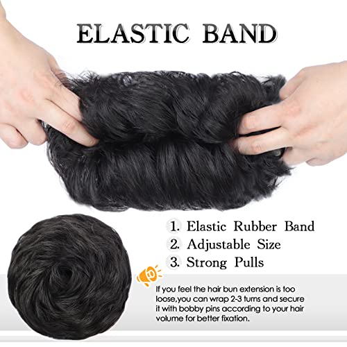 100% Human Hair Bun Curly Hair Bun Natural Black