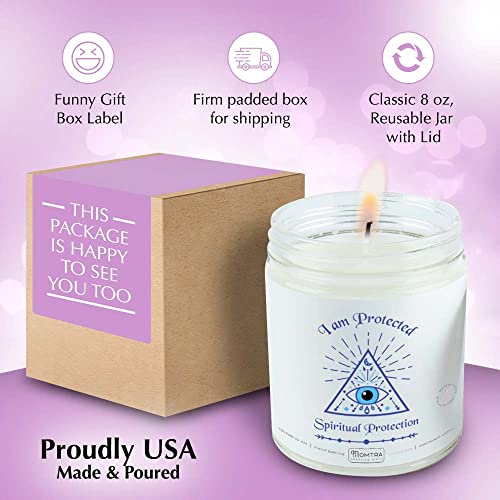 Spiritual Gifts for Women Aromatherapy Candle 8oz Lavender Candle Home Protection Evil Eye Smudge Scented Soy Candles Chakra Healing Cleansing House Negative Energy Blessing Meditation Candles Healing
