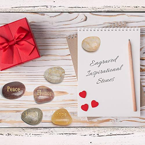 Engraved Inspirational Stones, 25 Different Words Encouragement Stones Amulets Gift Stones