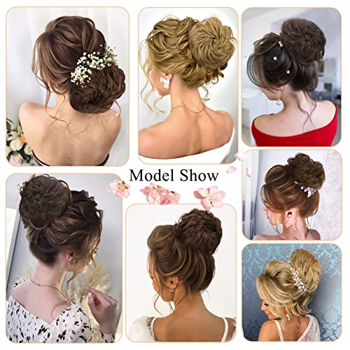 100% Human Hair Bun, Messy Bun Hair Piece Human Hair Messy Curly Hair Bun Hair Pieces for Women Hair Buns Hair Piece Dark Brown