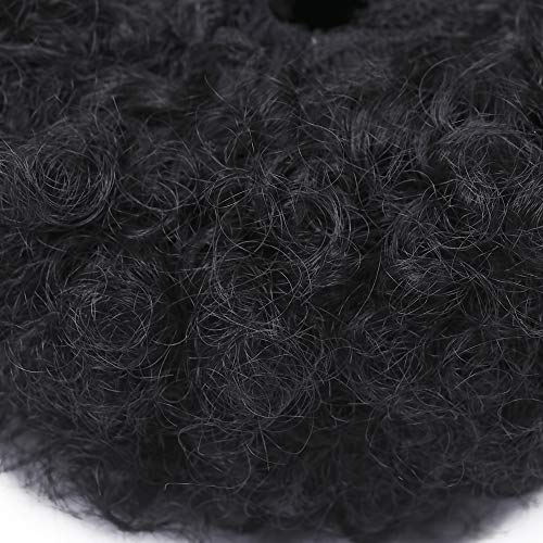 Set of 2 Afro Puff Drawstring Ponytail Hair Extension Synthetic Fluffy Kinky Curly Hair Puff Bun Updo Hair Pieces Afro Donut Chignon Hairpieces Extensions(1B#)