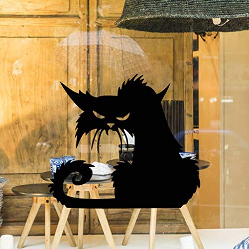 Black Cat Wall Sticker, 15 x 17inches DIY Halloween Removable Decal for Door Window Room Pary Decoration