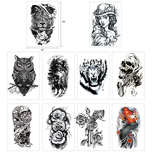 62 Sheets PREMIUM QUALITY Black Temporary Tattoos