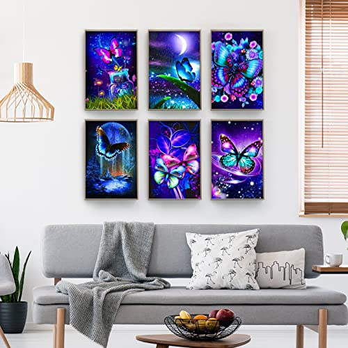 Butterfly Diamond Art, 9 Pack 5D Diamond Painting Kits for Adults Diamond Dotz Crafts Kits for Home Wall Decor 11.8 X 15.75 in