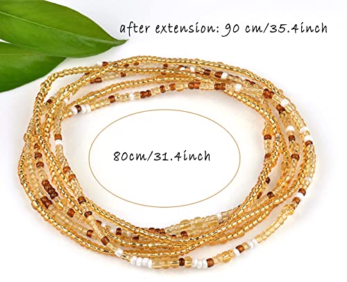 Colorful African Waist Beads, Durable, Plus Size Friendly Set of 14 Waist Beads Accessories Beach Bikini Belly Chain Wear as Singles or Set