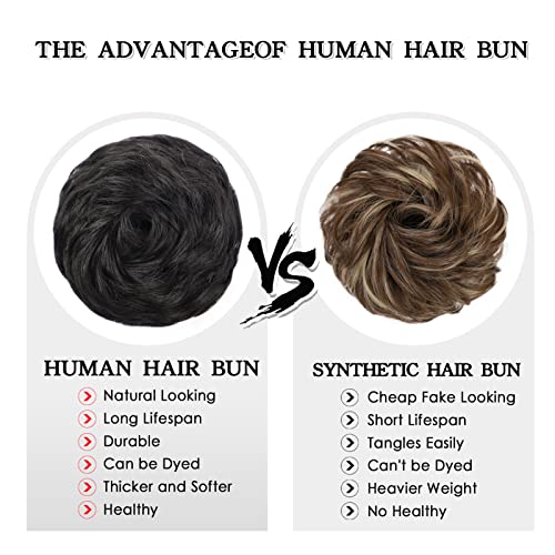 100% Human Hair Bun Curly Hair Bun Natural Black