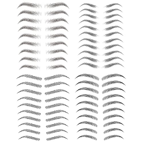 4 Sheets 40 Pairs Black 3d Eyebrow Tattoo Sticker Temporary Tattoos for Women, DIY Fake Tattoos that Look Real and Last Long Waterproof Body Art Makeup