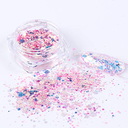 8 Box Set Holographic Nail Glitter Mermaid Powder Flakes Shiny Charms Hexagon Nail Art Pigment Dust Decoration Manicure