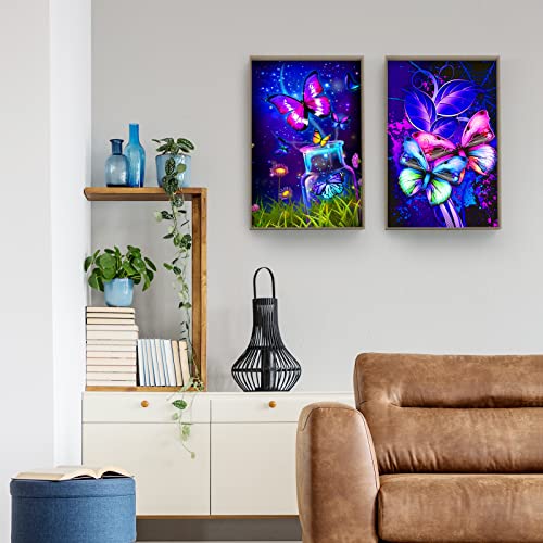 Butterfly Diamond Art, 9 Pack 5D Diamond Painting Kits for Adults Diamond Dotz Crafts Kits for Home Wall Decor 11.8 X 15.75 in