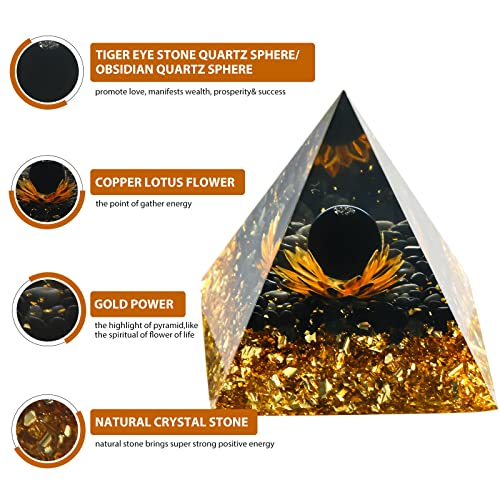 Orgone Pyramid Flower of Life for Positive Strength, Crystals Energy Generator Kit, Healing Crystal Gemstone with 7 Chakra for Stress Reduce, Attract Wealth Lucky, Calmness