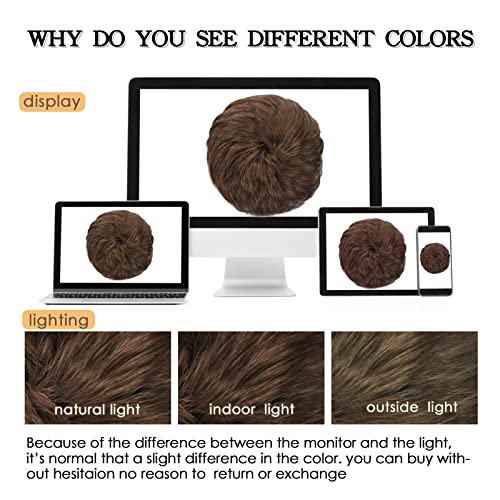 100% Human Hair Bun, Messy Bun Hair Piece Human Hair Messy Curly Hair Bun Hair Pieces for Women Hair Buns Hair Piece Light Brown