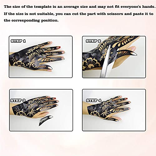 10 Sheets Henna Tattoo Stencils, Temporary Tattoo Stickers, Reusable Self-Adhesive Tattoo Templates with Moon Castle Pattern for Women and Girls Body Art Makeup Party Decoration