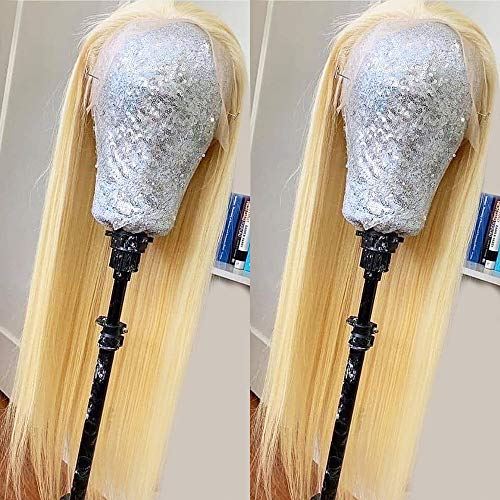 Blonde Lace Front Wig Deep Part Glueless Lace Wig Synthetic 613 Color Long Straight Heat Resistant Wig with Baby Hair Bleached Knots 22"