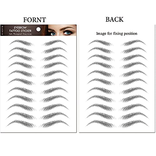 4 Sheets 40 Pairs Black 3d Eyebrow Tattoo Sticker Temporary Tattoos for Women, DIY Fake Tattoos that Look Real and Last Long Waterproof Body Art Makeup